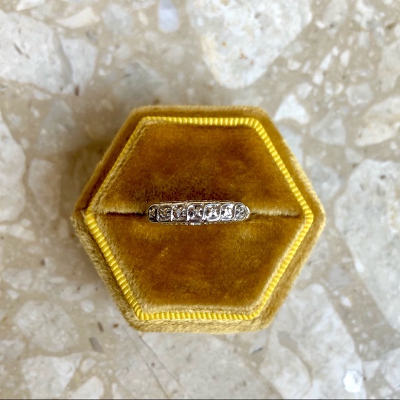 Vintage Jewelry - White Gold Diamond Band Ring Stack Art Deco